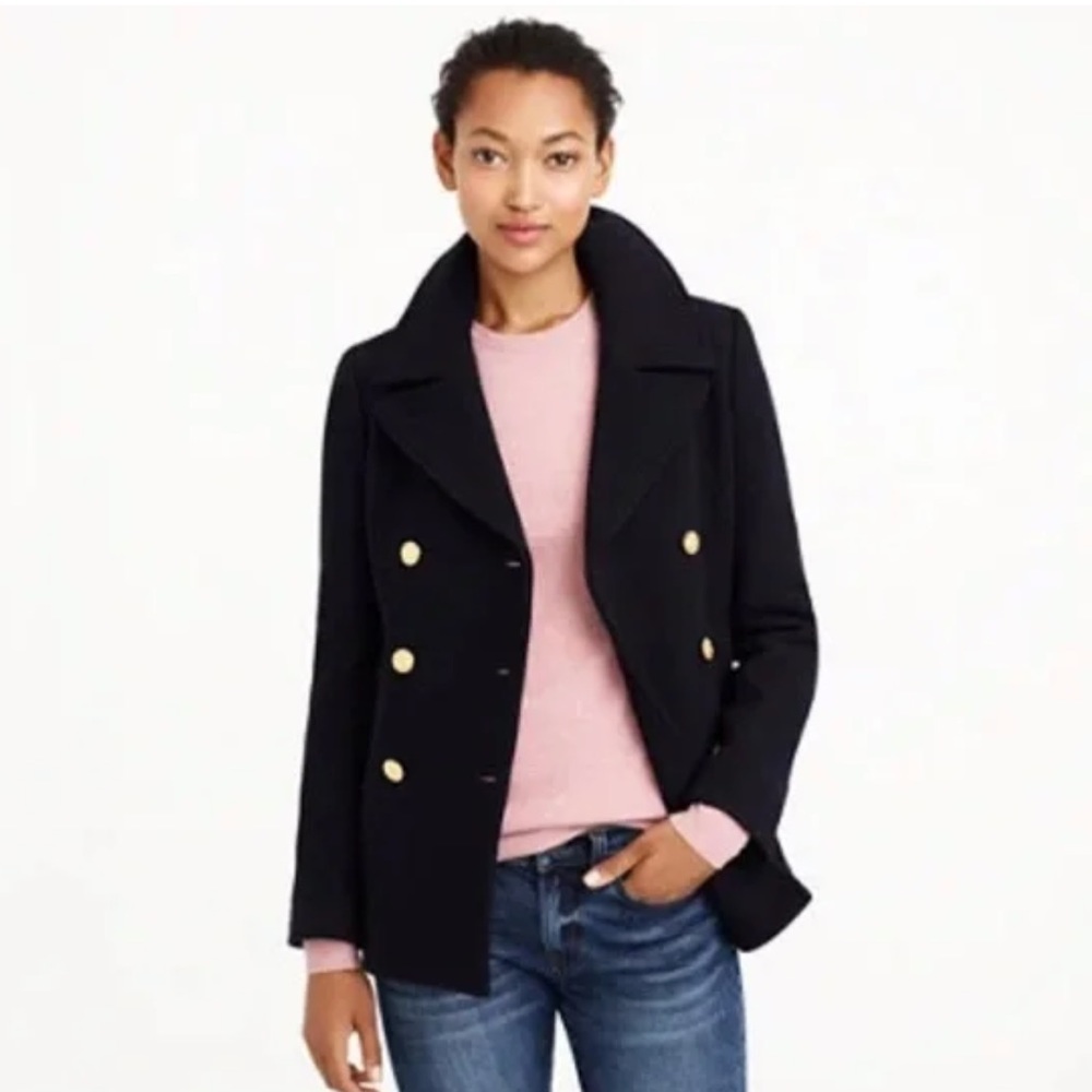 J. Crew stadium cloth black peacoat wool